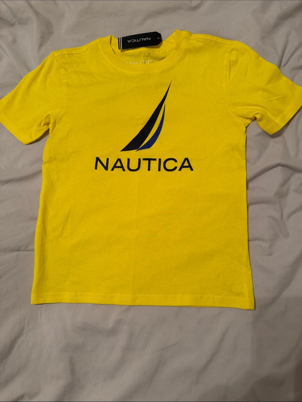 Nautica Bright Yellow Tee with Navy Sail Logo